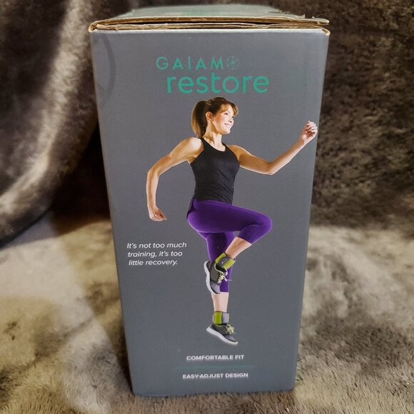 Gaiam Restore 5-Pound Set (2x2.5)Pair Ankle Weights Comfortable Fit Gray & Lime - Picture 6 of 8